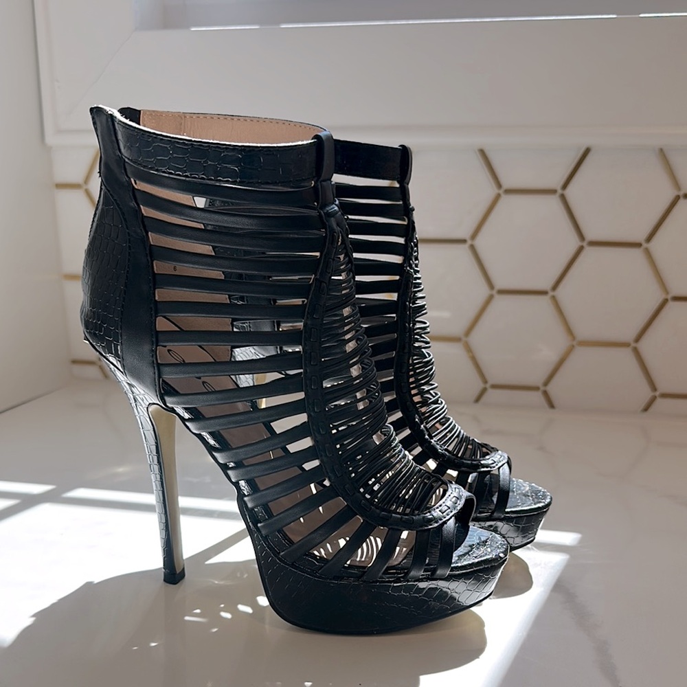 Black Strappy High Heel Sandals
